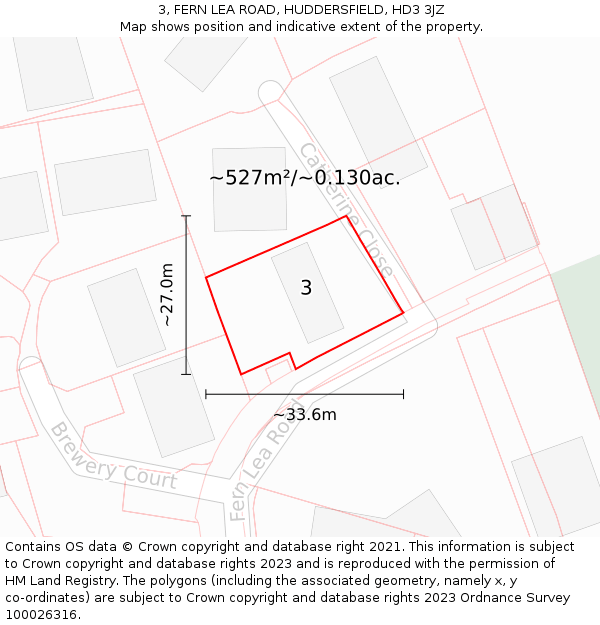 3, FERN LEA ROAD, HUDDERSFIELD, HD3 3JZ: Plot and title map