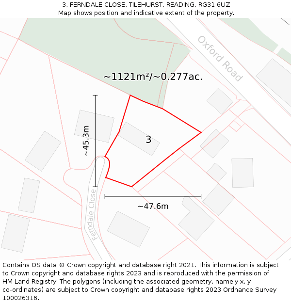 3, FERNDALE CLOSE, TILEHURST, READING, RG31 6UZ: Plot and title map