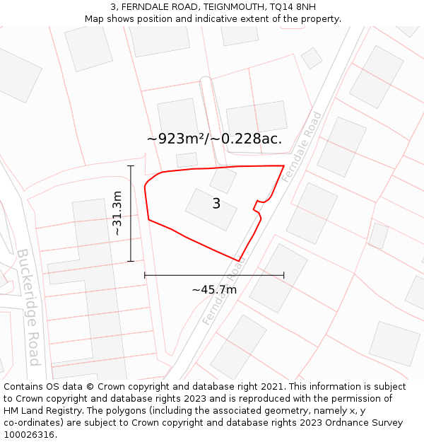 3, FERNDALE ROAD, TEIGNMOUTH, TQ14 8NH: Plot and title map