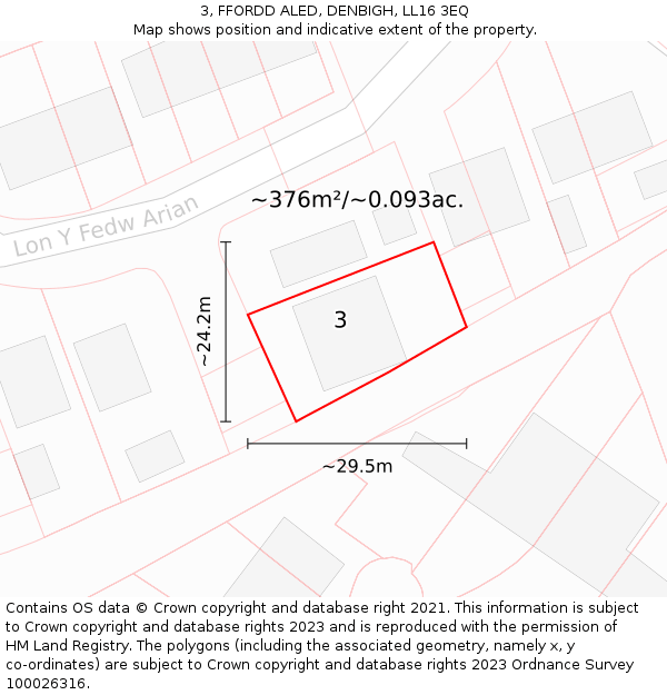 3, FFORDD ALED, DENBIGH, LL16 3EQ: Plot and title map