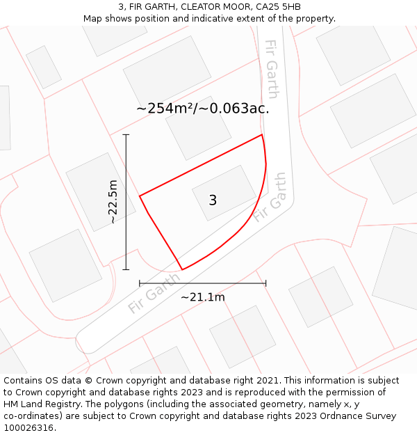 3, FIR GARTH, CLEATOR MOOR, CA25 5HB: Plot and title map