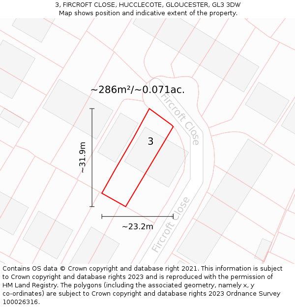 3, FIRCROFT CLOSE, HUCCLECOTE, GLOUCESTER, GL3 3DW: Plot and title map