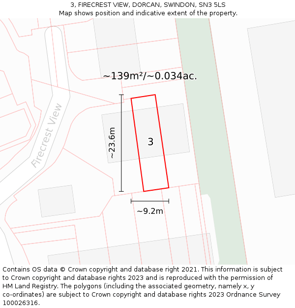 3, FIRECREST VIEW, DORCAN, SWINDON, SN3 5LS: Plot and title map