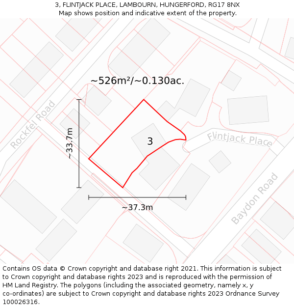 3, FLINTJACK PLACE, LAMBOURN, HUNGERFORD, RG17 8NX: Plot and title map