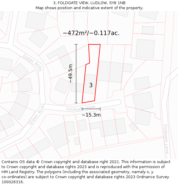 3, FOLDGATE VIEW, LUDLOW, SY8 1NB: Plot and title map