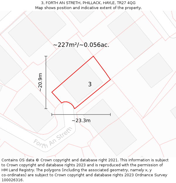 3, FORTH AN STRETH, PHILLACK, HAYLE, TR27 4QG: Plot and title map