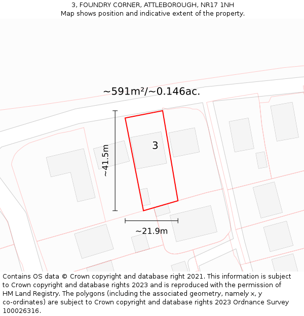 3, FOUNDRY CORNER, ATTLEBOROUGH, NR17 1NH: Plot and title map