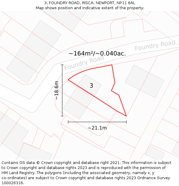 3, FOUNDRY ROAD, RISCA, NEWPORT, NP11 6AL: Plot and title map