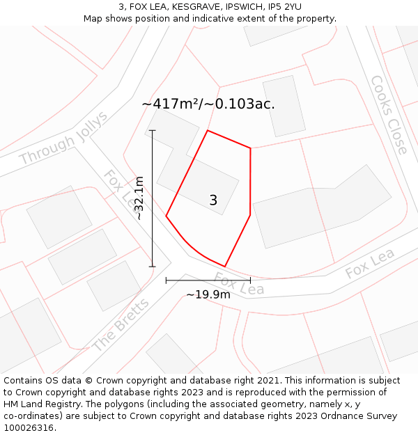 3, FOX LEA, KESGRAVE, IPSWICH, IP5 2YU: Plot and title map