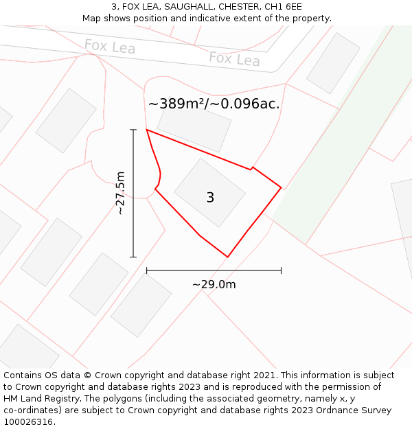 3, FOX LEA, SAUGHALL, CHESTER, CH1 6EE: Plot and title map