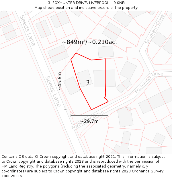 3, FOXHUNTER DRIVE, LIVERPOOL, L9 0NB: Plot and title map