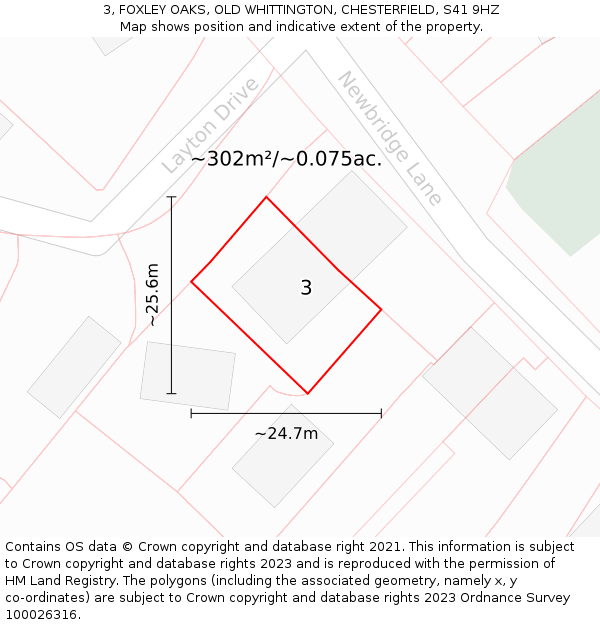 3, FOXLEY OAKS, OLD WHITTINGTON, CHESTERFIELD, S41 9HZ: Plot and title map