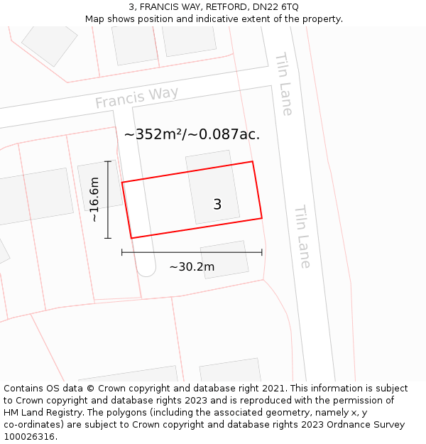3, FRANCIS WAY, RETFORD, DN22 6TQ: Plot and title map