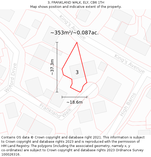 3, FRANKLAND WALK, ELY, CB6 1TH: Plot and title map