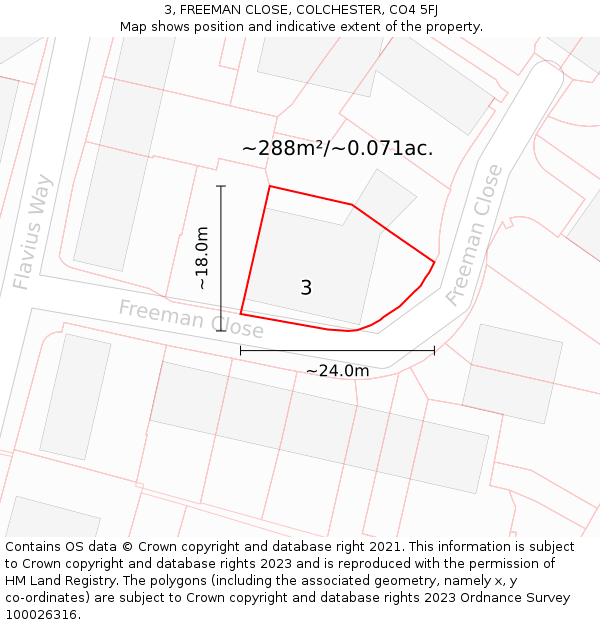 3, FREEMAN CLOSE, COLCHESTER, CO4 5FJ: Plot and title map
