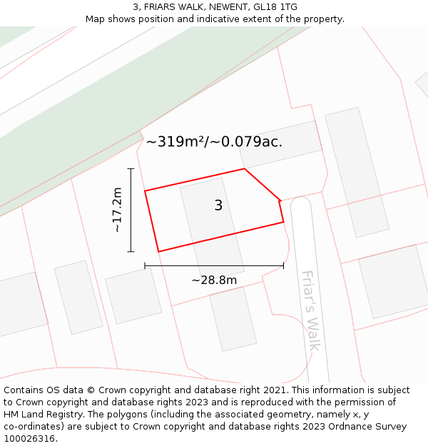 3, FRIARS WALK, NEWENT, GL18 1TG: Plot and title map