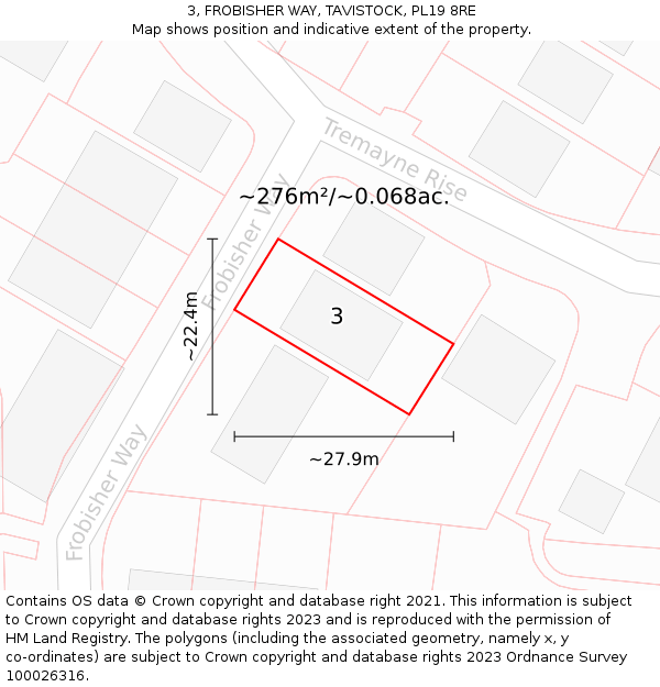 3, FROBISHER WAY, TAVISTOCK, PL19 8RE: Plot and title map