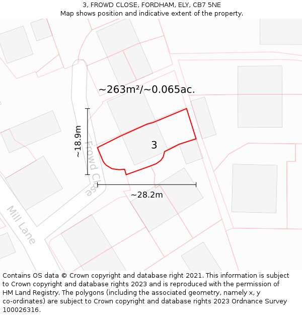 3, FROWD CLOSE, FORDHAM, ELY, CB7 5NE: Plot and title map