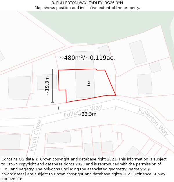 3, FULLERTON WAY, TADLEY, RG26 3YN: Plot and title map