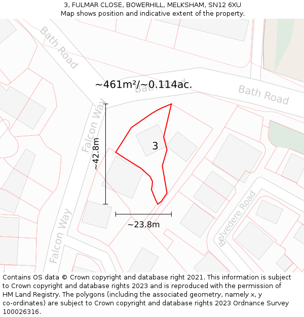 3, FULMAR CLOSE, BOWERHILL, MELKSHAM, SN12 6XU: Plot and title map