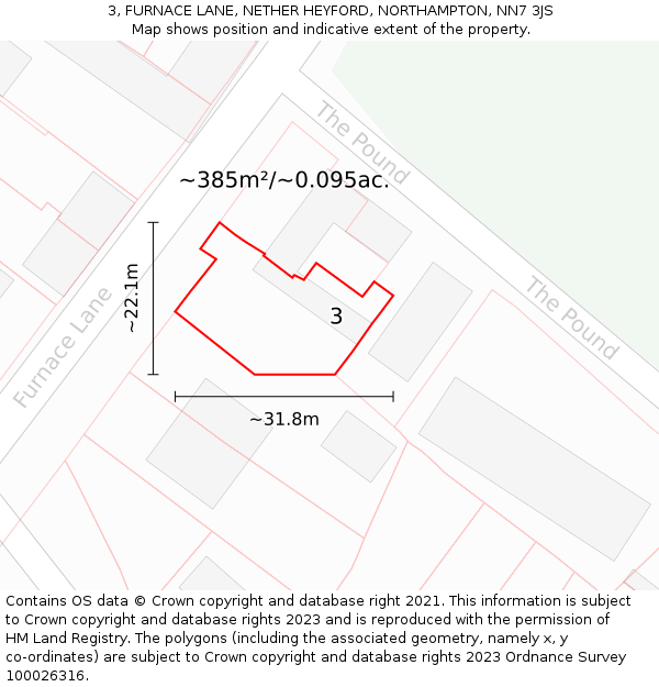 3, FURNACE LANE, NETHER HEYFORD, NORTHAMPTON, NN7 3JS: Plot and title map