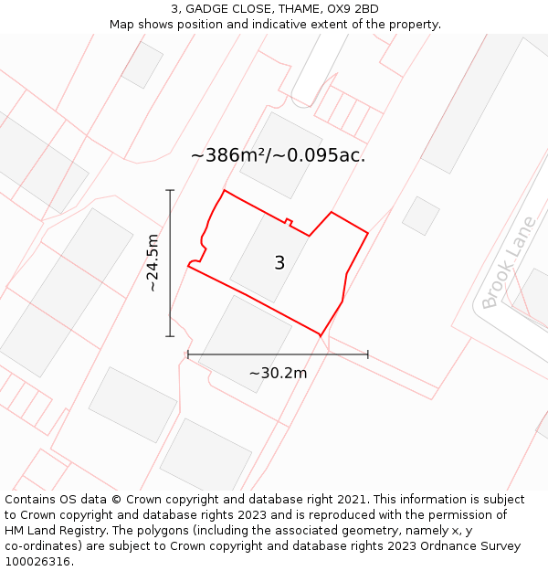 3, GADGE CLOSE, THAME, OX9 2BD: Plot and title map