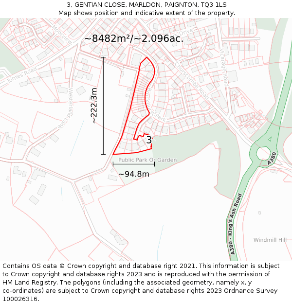 3, GENTIAN CLOSE, MARLDON, PAIGNTON, TQ3 1LS: Plot and title map