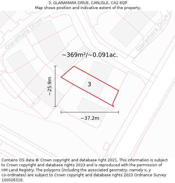 3, GLARAMARA DRIVE, CARLISLE, CA2 6QP: Plot and title map