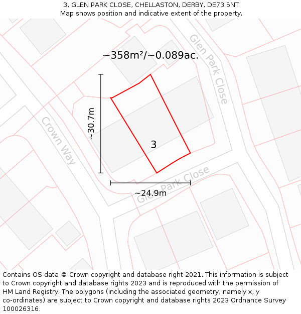 3, GLEN PARK CLOSE, CHELLASTON, DERBY, DE73 5NT: Plot and title map
