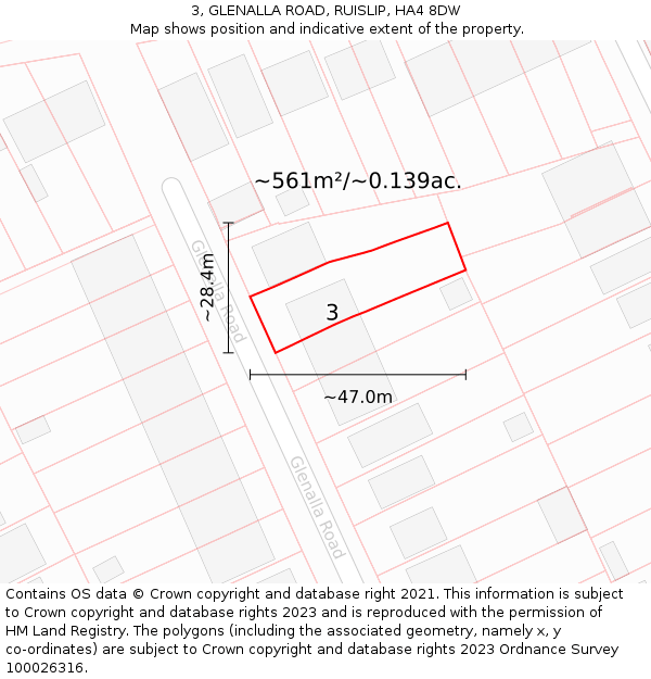 3, GLENALLA ROAD, RUISLIP, HA4 8DW: Plot and title map