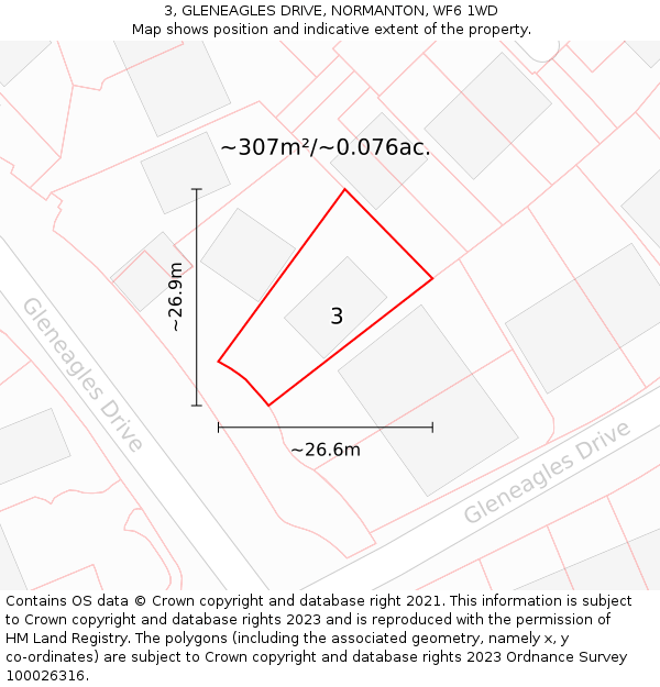 3, GLENEAGLES DRIVE, NORMANTON, WF6 1WD: Plot and title map