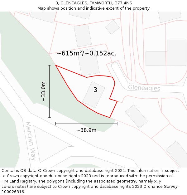 3, GLENEAGLES, TAMWORTH, B77 4NS: Plot and title map