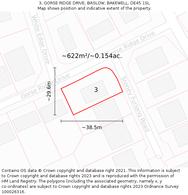 3, GORSE RIDGE DRIVE, BASLOW, BAKEWELL, DE45 1SL: Plot and title map