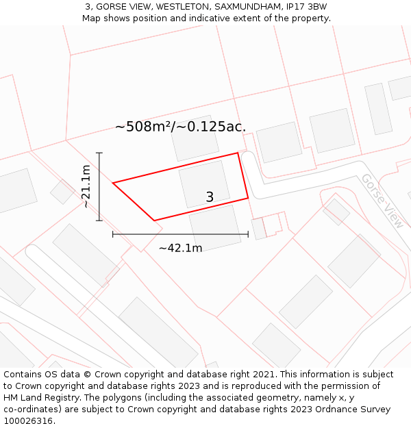 3, GORSE VIEW, WESTLETON, SAXMUNDHAM, IP17 3BW: Plot and title map