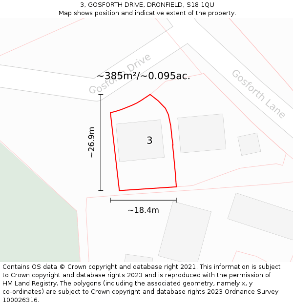 3, GOSFORTH DRIVE, DRONFIELD, S18 1QU: Plot and title map