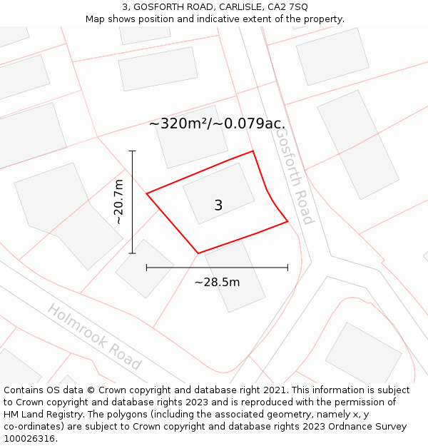 3, GOSFORTH ROAD, CARLISLE, CA2 7SQ: Plot and title map