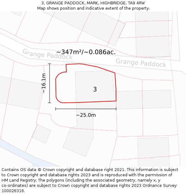 3, GRANGE PADDOCK, MARK, HIGHBRIDGE, TA9 4RW: Plot and title map