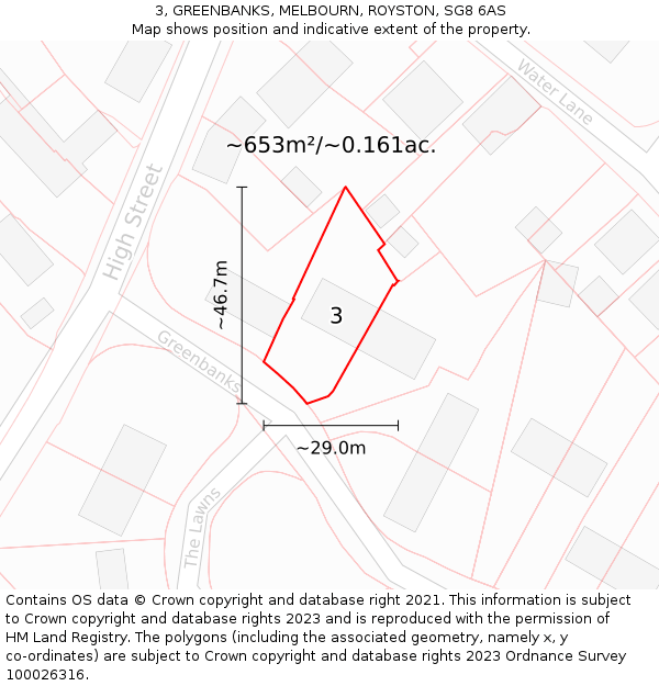 3, GREENBANKS, MELBOURN, ROYSTON, SG8 6AS: Plot and title map