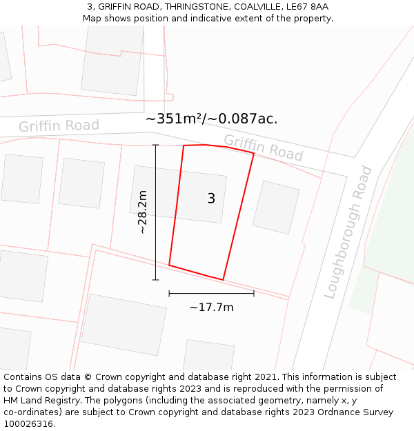 3, GRIFFIN ROAD, THRINGSTONE, COALVILLE, LE67 8AA: Plot and title map