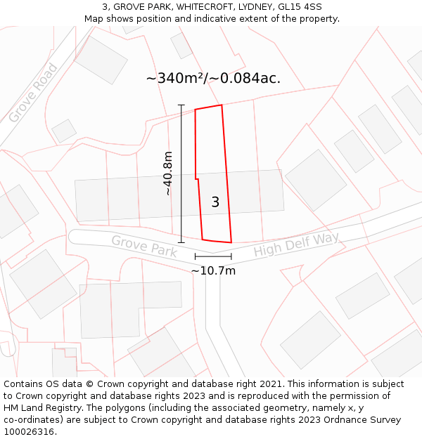 3, GROVE PARK, WHITECROFT, LYDNEY, GL15 4SS: Plot and title map