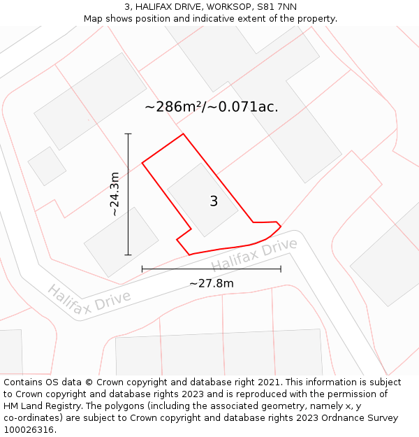 3, HALIFAX DRIVE, WORKSOP, S81 7NN: Plot and title map