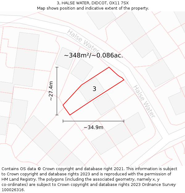 3, HALSE WATER, DIDCOT, OX11 7SX: Plot and title map