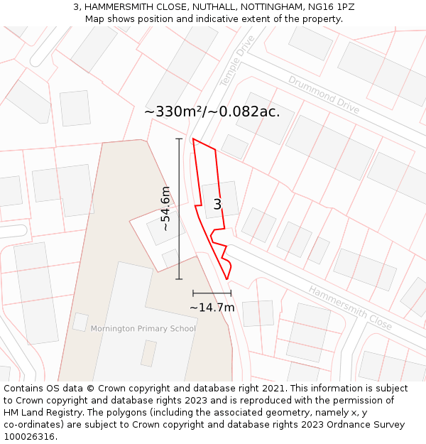 3, HAMMERSMITH CLOSE, NUTHALL, NOTTINGHAM, NG16 1PZ: Plot and title map