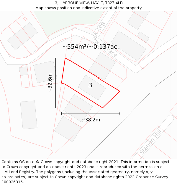 3, HARBOUR VIEW, HAYLE, TR27 4LB: Plot and title map