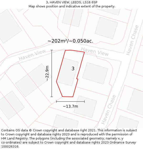 3, HAVEN VIEW, LEEDS, LS16 6SP: Plot and title map