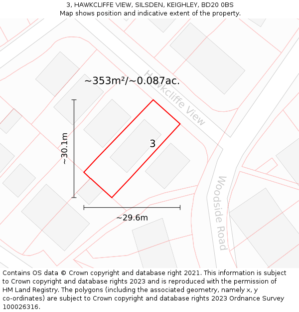 3, HAWKCLIFFE VIEW, SILSDEN, KEIGHLEY, BD20 0BS: Plot and title map