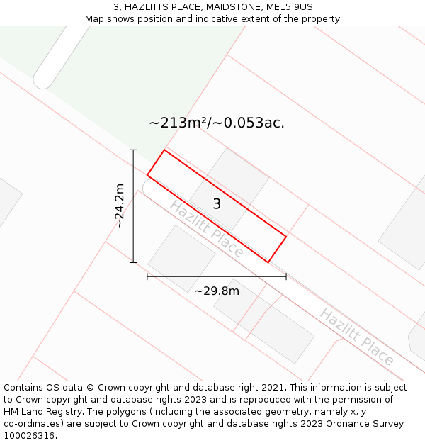 3, HAZLITTS PLACE, MAIDSTONE, ME15 9US: Plot and title map