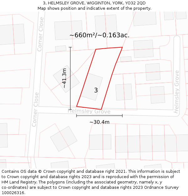 3, HELMSLEY GROVE, WIGGINTON, YORK, YO32 2QD: Plot and title map