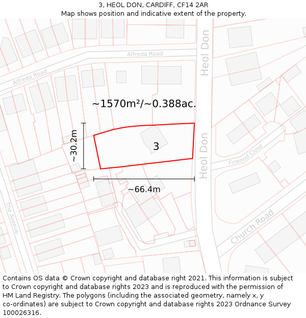 3, HEOL DON, CARDIFF, CF14 2AR: Plot and title map