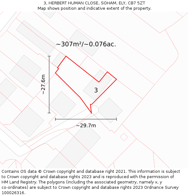 3, HERBERT HUMAN CLOSE, SOHAM, ELY, CB7 5ZT: Plot and title map